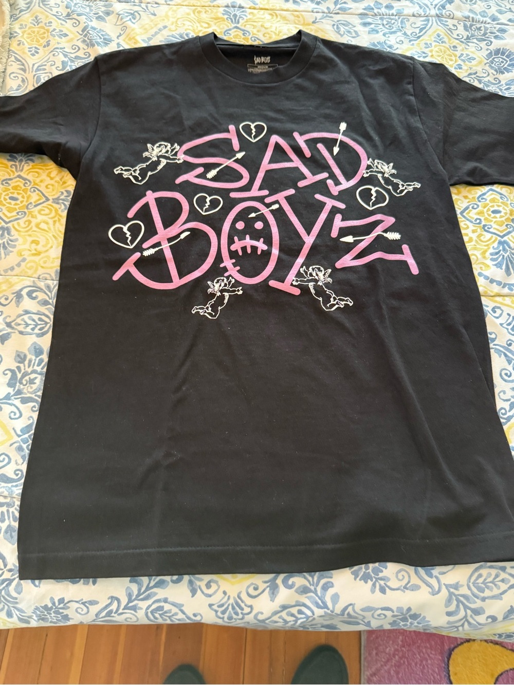 Sad Boyz Graphic Tee — Black with Pink Print